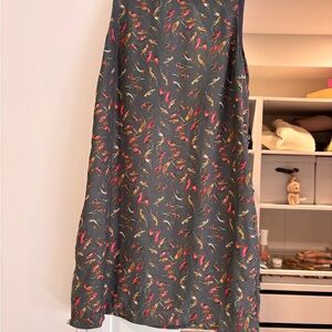 Kimchi Blue Dark Green Dress with Red and Gold Bird Print